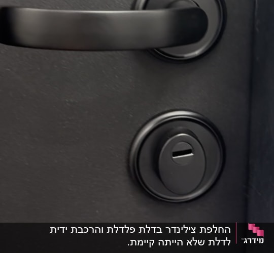 ידית ודלת עם מנעול שחור